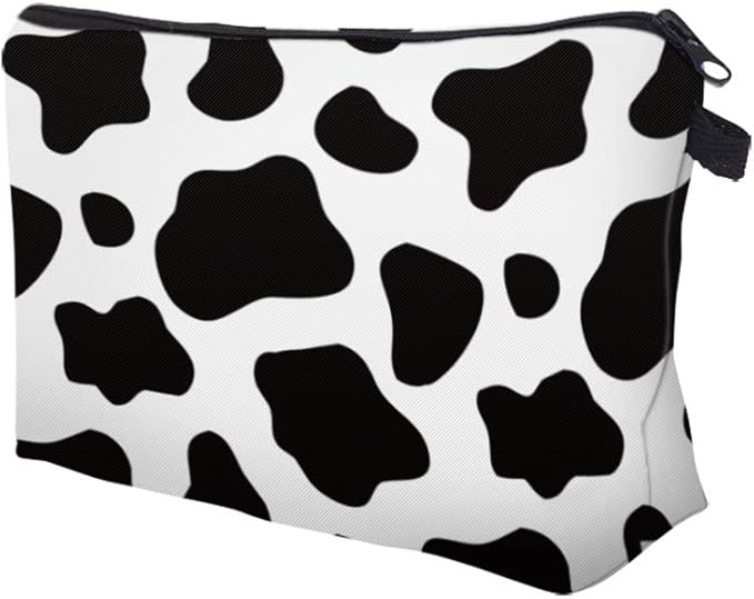 Aiphamy Cute Travel Makeup Bag Cosmetic Bag Small Pouch Gift for Women (Cow Print)