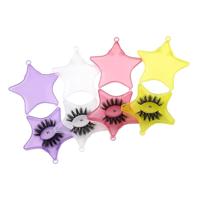 4Pcs 4 Colors Empty Plastic Lash Boxes Star Shape Eyelash Storage Box Travel Case 3D False Eyelashes Packaging Gift Boxes Holder Organizer for Women Girl Eyelash Storage and Packaging False Eyelashes