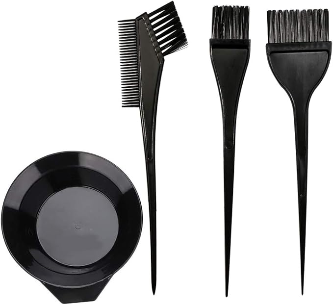 MOONMINI Hair Dye Color Brush and Bowl Set, Color Bowl Brushes Tool Mixing Bowl Kit Tint Comb for Hair Tint Dying Coloring Applicator (Black)
