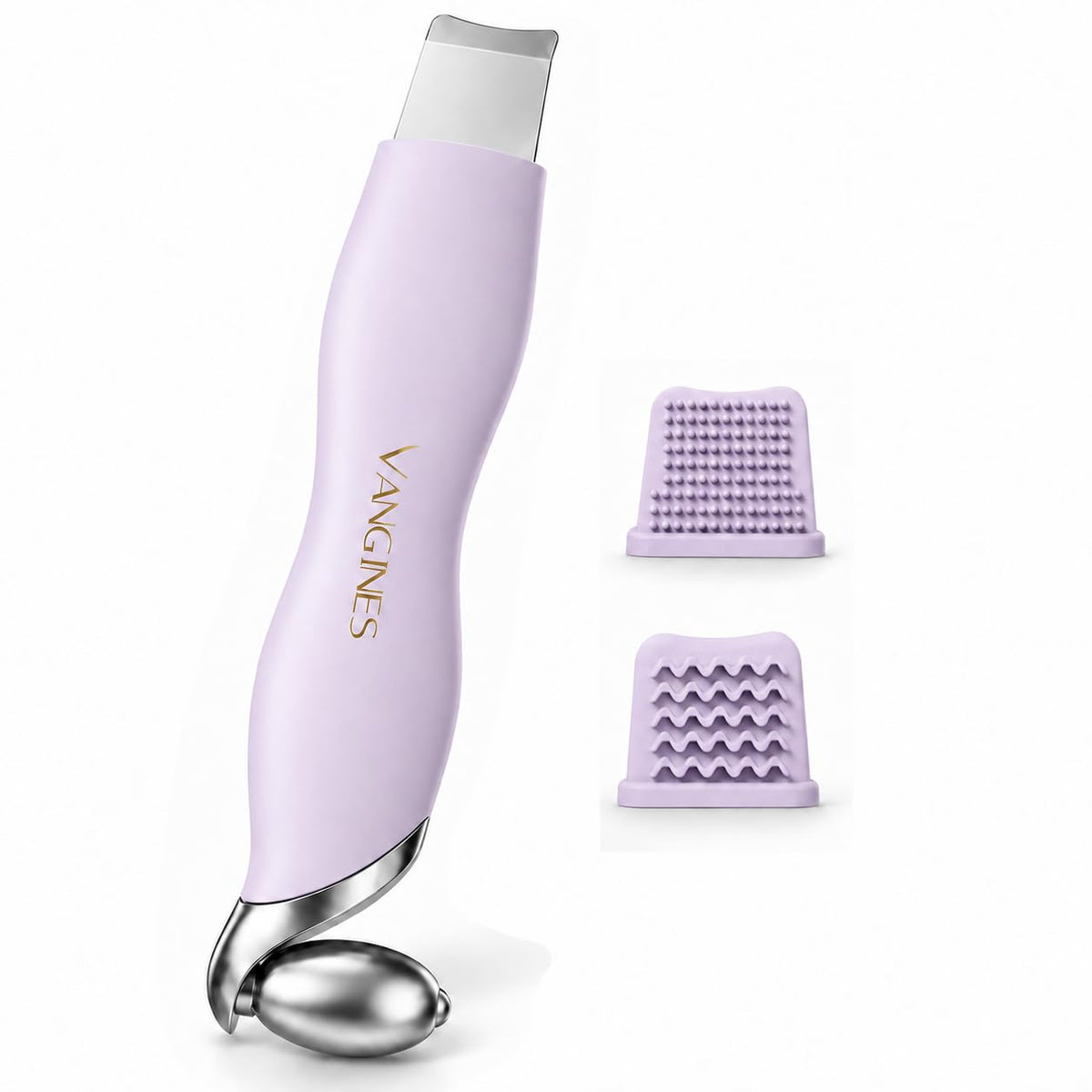 Vangines Manual Blackhead Remover Tool with Ice Roller, Stainless Steel Blackhead Scraper & Skin Spatula for Nose and Face, 3-in-1 Pore Care Tool with 2P Silicone Brush Heads(Dusty Rose)