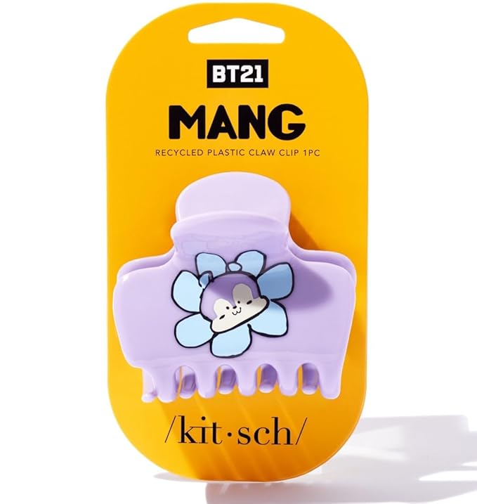 Kitsch BT21 Recycled Plastic Puffy Medium Hair Clips for Women, Medium Claw Clip for Thin & Thick Hair - Mang, 1pc