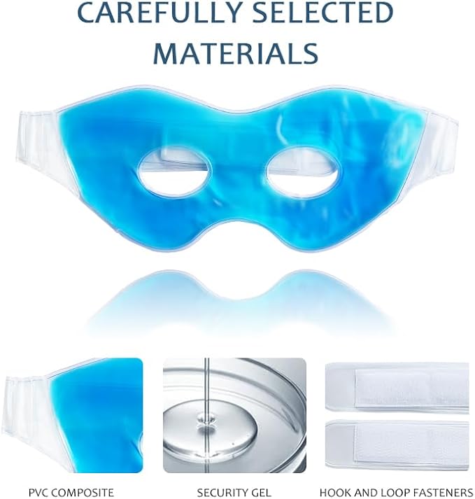 Sport Emblema Reusable Cooling Eye Mask for Puffiness & Swelling Migraines 2PCS Gel Frozen Eye Mask for Dark Circles Dry Eyes Hot Cold Compress Ice Pack for Headache Relief