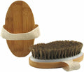 HiKin 5x2.8 Inch Oval Shape Bamboo Bath & Shower Brush, Horsehair Mane Natural Bristles Dry Body Brush Scrubber for Exfoliating, Detox and Cellulite, etc. (Brown Horsehair)