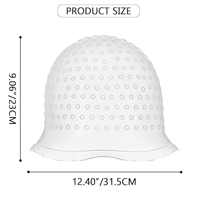 2 Pcs Silicone Hair Coloring Highlighting Cap, Punched Highlight Cap for Hair with Hook,Reusable Pull Through Caps for Hair Coloring, Hair Dye Cap with Hook for Women Men