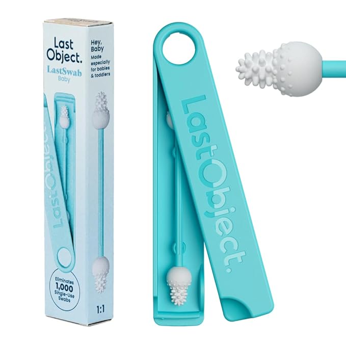 LastSwab™ Baby Reusable Q-Tips for Newborns & Infants - Gentle Silicone Safety Swabs, Ear & Nose Cleaner - Washable Cotton Swab Alternative, BPA-Free, Zero Waste - Turquoise