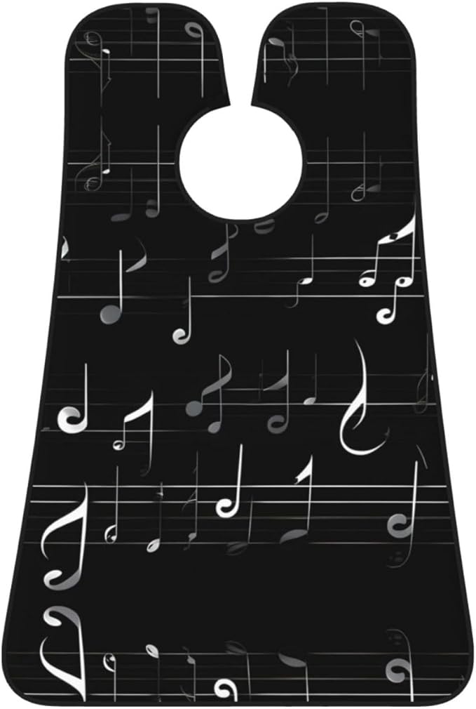 Black Music Notes Print Beard Bib Apron For Men, Beard Hair Catcher For Men Shaving Trimming,Beard Cape Cloth