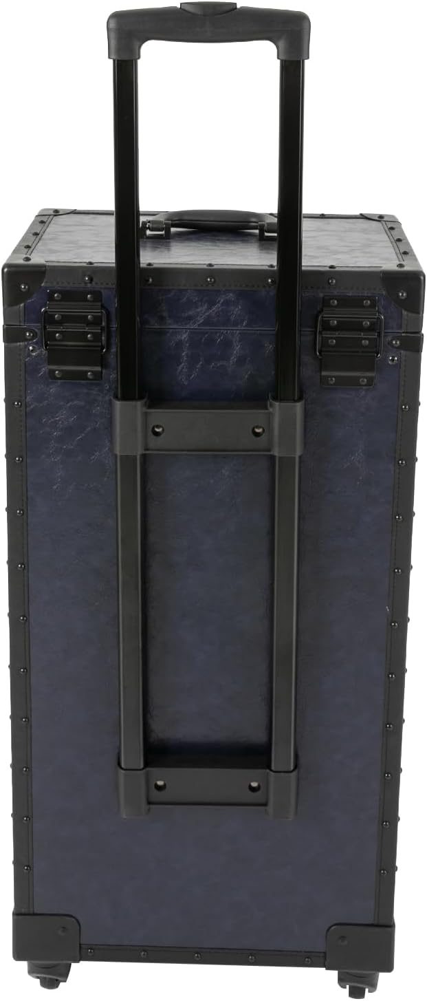 Blisiour Rolling Lockable Makeup Train Case Stylist Beauty Hair Salon Trolley Suitcase Travel Organizer Tool Box with Hair Dryer Holder Professional Cosmetic Hairdressing Luggage with Wheels (Blue)