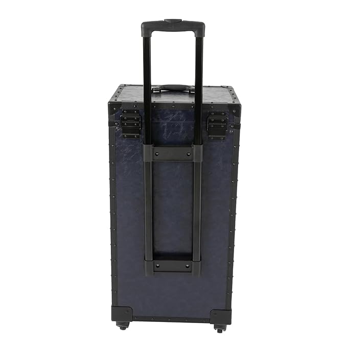CNCEST Beauty Salon Luggage,Rolling Lockable Makeup Train Case Hairdressing Trolley Stylist Beauty Salon Cosmetic Luggage Travel Organizer Tool Box with Hair Dryer Holder(Dark Blue)
