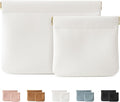 MEIBOOCH 2 Pack Small Makeup Bag for Women, New Organosilicon Super Fiber PU Leather Mini Cosmetic Bag for Travel, Coin Purse Organizer Storage Pouch (Cream)