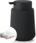 YAUKPH Striped Foaming Hand Soap Dispenser with Leak-Proof Pump for Bathroom and Kitchen Countertop 11oz Black