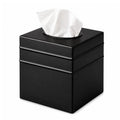 Monarch Abode Tissue Box Cover Square – Handcrafted Border Embossed Black Metal Tissue Holder Box for Bathroom Accessory, Aesthetic Decorative Facial Napkin Cube for Modern Home Decor