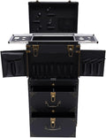 Rolling Lockable Makeup Train Case, Hairdressing Trolley Travel Organizer Tool Box Stylist Beauty Salon Cosmetic Luggage with Hair Dryer Holder for Barber Stores Hairdressing Colleges Homes