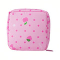 PayPie Sanitary Napkin Storage Bag, Portable Menstrual Pad Bag Tampons Collect Bags, Zipper Nursing Pad Holder Tampon Bag Sanitary Organizer for Women and Girls, 12 * 12 * 4 cm (Pink Strawberry)