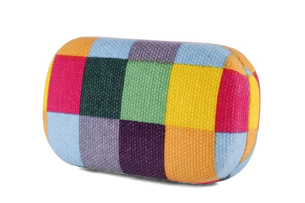 Kikkerland Multi Color Plaid Print Small Travel Portable Compact Organizer Case Container for Earbuds, Jewelry, Loose Change