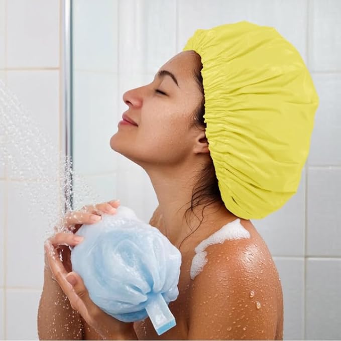 Edoneery Reusable Shower Caps for Women, Waterproof Long Hair Bonnet
