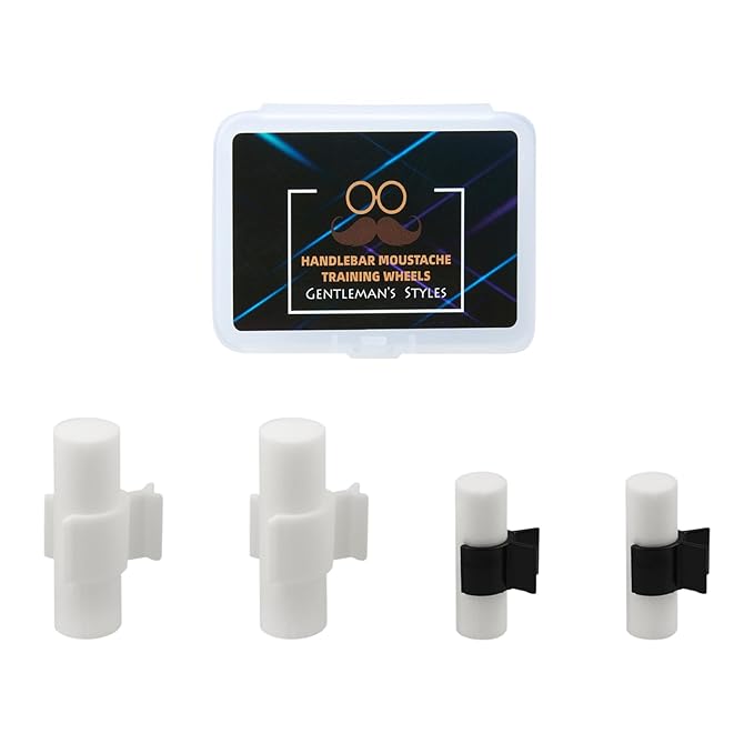 Flylin Handlebar Mustache Training Wheels, 2 Pair Handlebar Beard Shaping Tool Portable Mustache Curler for Men, Mustache Styling Template Shaping Tool Gifts for Father Boy Husband Boyfriend (M/L)