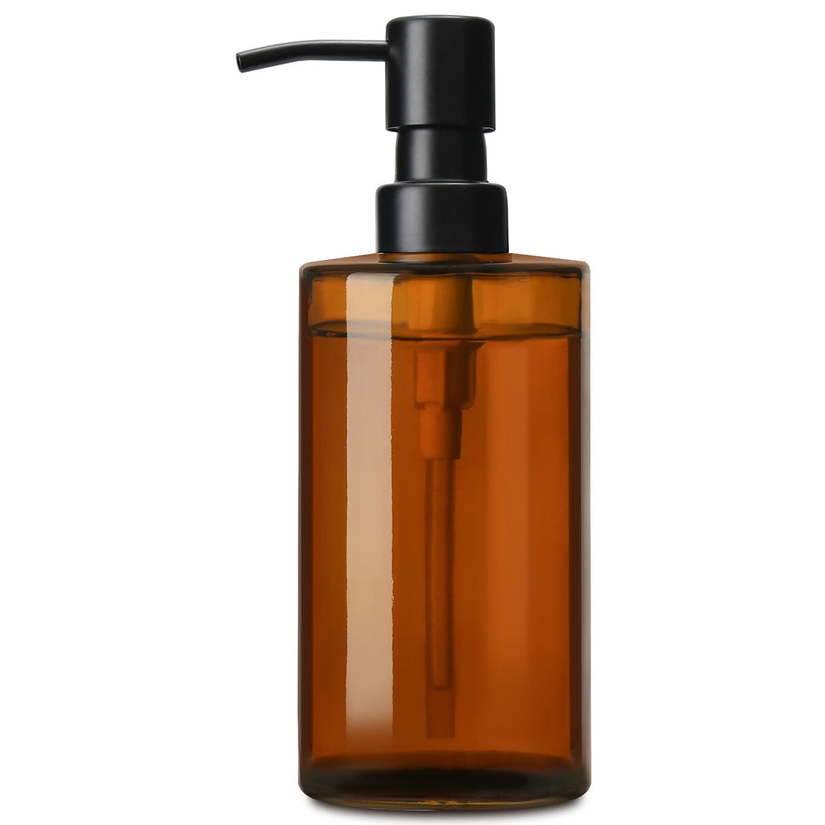 GMISUN Amber Glass Soap Dispenser, Hand Soap Dispenser for Bathroom, Dish Soap Dispensers for Kitchen, 12 fl oz/350ml Glass Bottle with Stainless Steel Pump, Modern Refillable Liquid Lotion Bottles