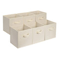 Amazon Basics Collapsible Fabric Storage Cube Bins Organizer with Handles for Organization and Organizing Solution, 13"x13"x13", Beige, 6-Pack