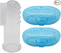 Gadgetime USA Baby Finger Toothbrush (Set of 2) - Silicone Baby Toothbrush with 2 Cases in Blue - Toddler Training Toothbrush - Newborn Oral Massager - Easy Oral Hygiene for Kids & Pets (Blue)