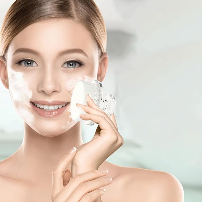 FOMIYES Facial Cleansing Brush White Manual Face Scrubber with Soft Bristles, Quick-Drying & Anti-Dust Design for Sensitive Skin, Travel-Friendly for Home & Travel Use for Women & Teens