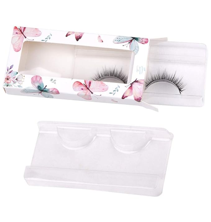 Healthcom 50 Pieces 25mm Rectangle Plastic Eyelash Trays Clear Lash Trays Holder Mink Lash Trays Eye Lash Tray for False Eyelashes Packaging Box Eyelash Storage Case Cosmetic Container Beauty Salons