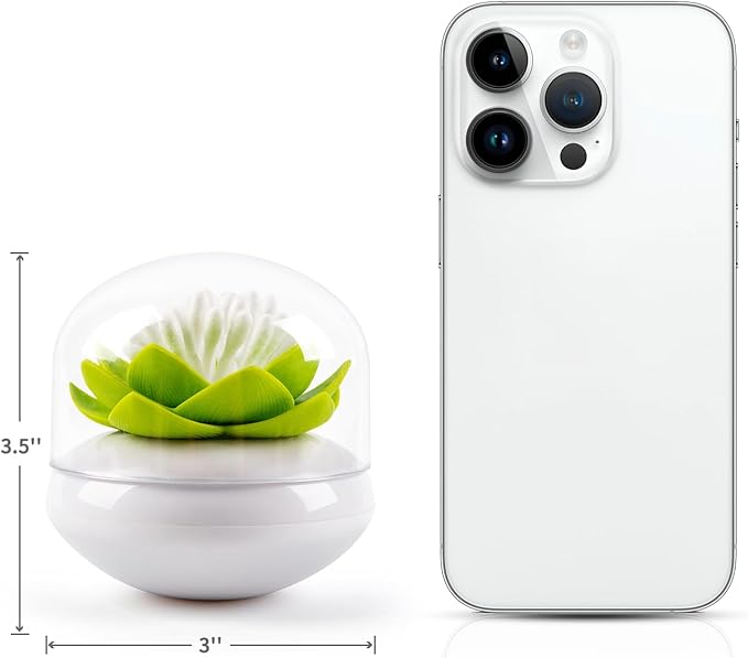 Bloss Mothers Day Gifts Cotton Swab Holder Q-Tips Holder Lotus Toothpick Holder Small Toothpick Case Toothpicks Organizer Bathroom Vanity Canister -Green