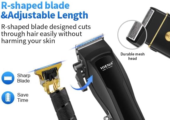 HIENA PRO Professional Hair Clipper Set for Men, Cordless Barber Clippers Set and Trimmer Kit, USB Rechargeable Electric Beard Trimmer Foil Shaver & Men's Facial Grooming Tool Kit, Gifts for Men