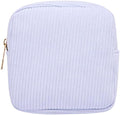 GSHLLO Small Corduroy Makeup Bag Fabric Make Up Pouch Mini Plain Color Cosmetic Bag Pocket Size Toiletry Pouch Sanitary Napkin Storage Bag Portable Versatile Zipper Pouch Blue