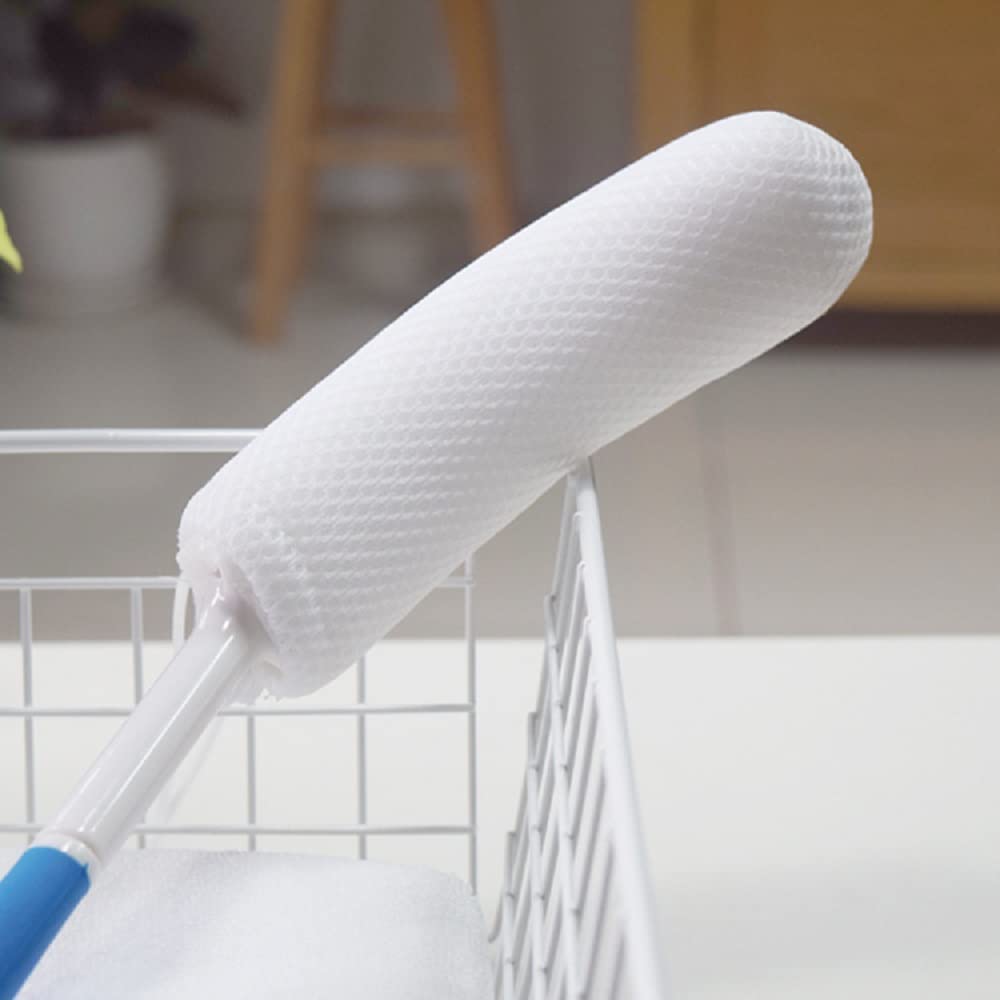 Shuiniba Body Back Bath Brush, Curve Long Handle Mesh Bag Sponge, Replaceable Scrubbing Brush, Exfoliating Skin Shower Brush, Length 15.35 Inch/39cm