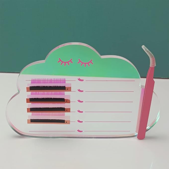 Grafting False Eyelash Acrylic Extension Pallet, Eyelash Extension Tweezers Plate Pad Makeup Palette Individual Training Tools Dazzling (Cloud-shaped C （5.9x3.94in）)