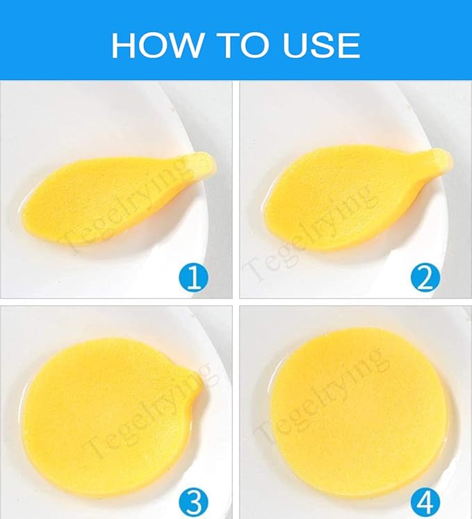 Tegelrying Facial Sponge Compressed,60 Pcs PVA Professional Makeup Removal Wash Round Face Sponges Spa Pads Exfoliating Cleansing for Women,Yellow,Green