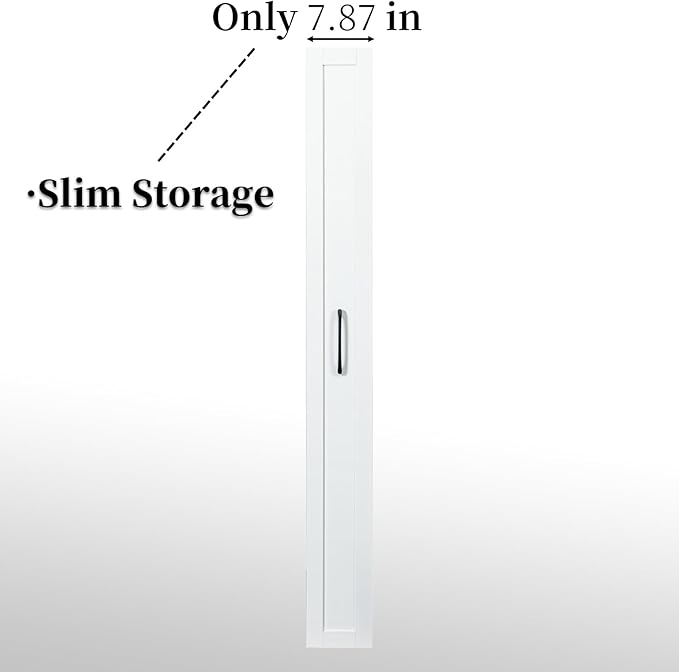 JOYSOURCE Tall Narrow Pull-Out Storage Shelf with Wheels 7-Tier Slim Rolling Storage Spice Rack Next to Fridge Utility Cart Single-Sided for Small Spaces, Kitchen, Laundry Room, White