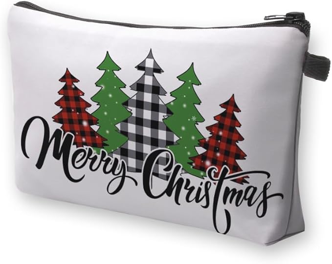 Loomifang Small Makeup Bag Cosmetic Bag for Women, Pretty Design Organizer Case with Zipper Closure, Lightweight and Water-Resistant Make Up Bag - 8.65"x 5.35" x 7.08"（Merry Christmas）