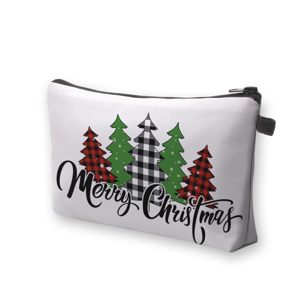 Loomifang Small Makeup Bag Cosmetic Bag for Women, Pretty Design Organizer Case with Zipper Closure, Lightweight and Water-Resistant Make Up Bag - 8.65"x 5.35" x 7.08"（Merry Christmas）