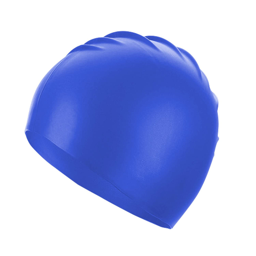 Doovid Swim Caps for Women Men Waterproof Silicone Ear Protection Long Hair High Elasticity Swimming Cap Lake Blue One Size