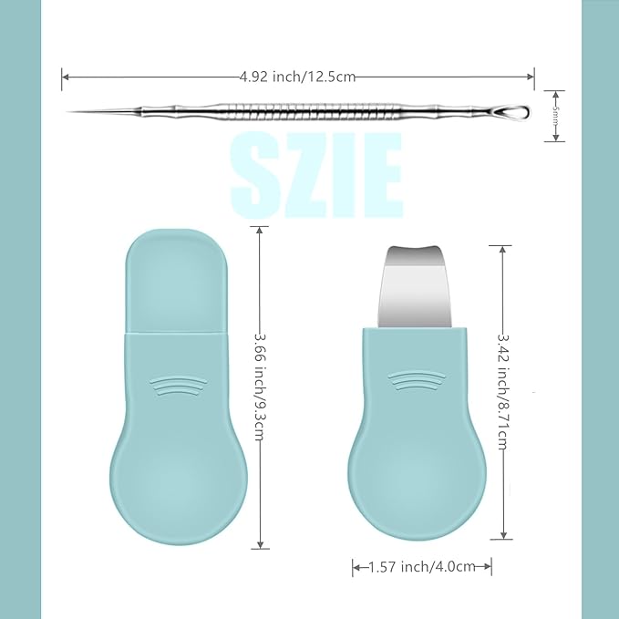 Blackhead Remover & Pimple Extractor Kit Dual-Ended Skin-Friendly Design for Sensitive Skin Professional Pore Cleanse & Acne Home Facial Care Tools with Stainless Steel Scraper (Blue-with Needle)