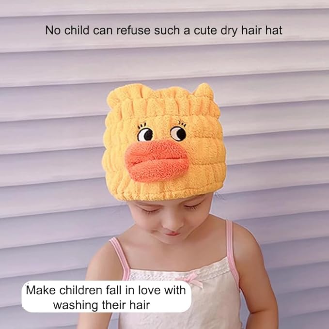 NAWPHEKI 2-Pack Ultra Absorbent Boys Duck Hair Dry Wrap Towel, Cute Animal Quick Drying Cap for Kids, New Microfiber Hair Towel Wrap Dry Turban Soft Plopping Head Towels Shower Cap