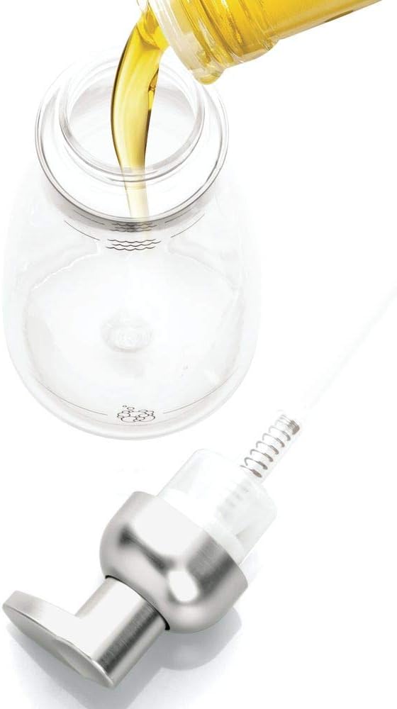 iDesign Foaming Soap Dispenser for Kitchen, Bathroom, Sink, Vanity, 3" x 3" x 7.5", Clear and Brushed Nickel