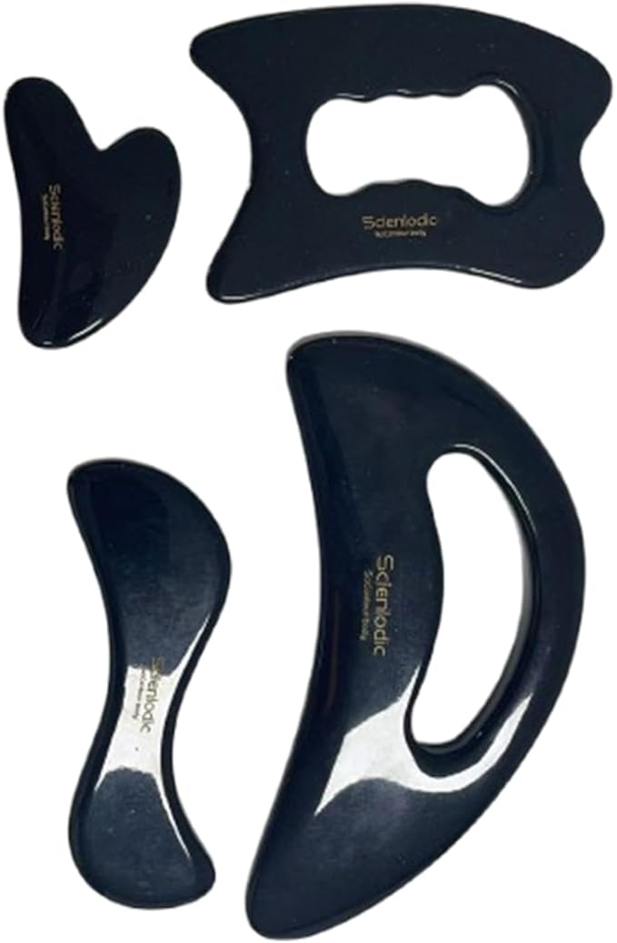 Scienlodic 2 Pcs Gua Sha Massage Tools for Face & Body (White, Resin) - Guasha Scraping Tool for Jawline Contouring, Puffiness Reduction, Shoulders, Arms & Calves Relaxation