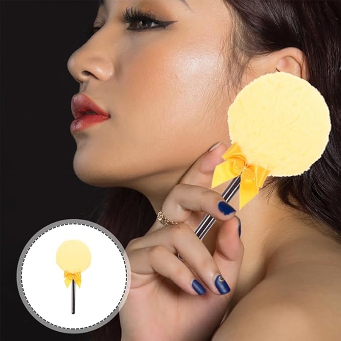 Beavorty Body Powder Puff with Handle 6.29 in Handheld Fluffy Dusting Puff for Loose Powder and after-Bath Soft Applicator for Body Makeup Travel Use 2 Pcs