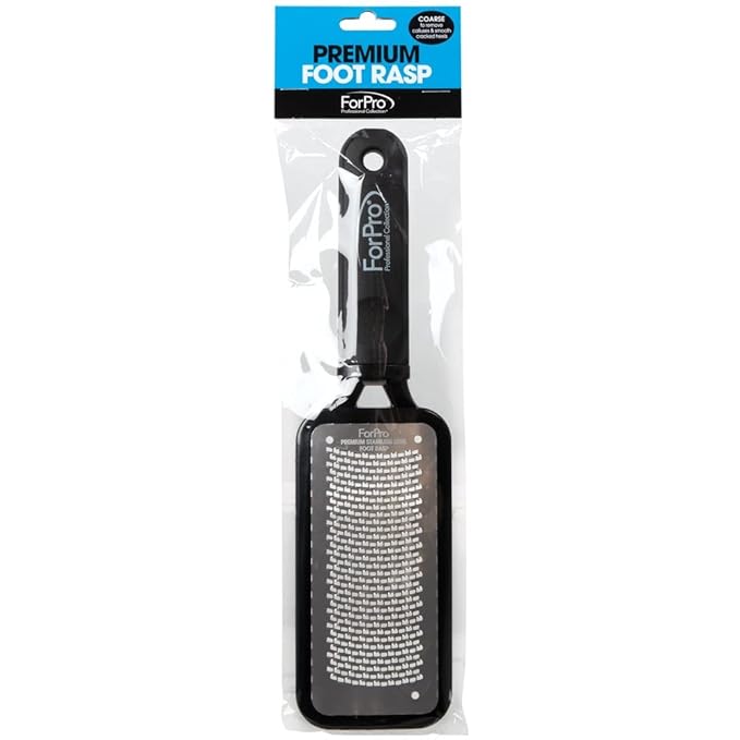 ForPro Professional Collection Premium Stainless Steel Foot Rasp, Colossal Foot File & Callus Remover, Instantly Removes Calluses & Smooths Cracked Heels, 10.75" L x 2.75" W, Black