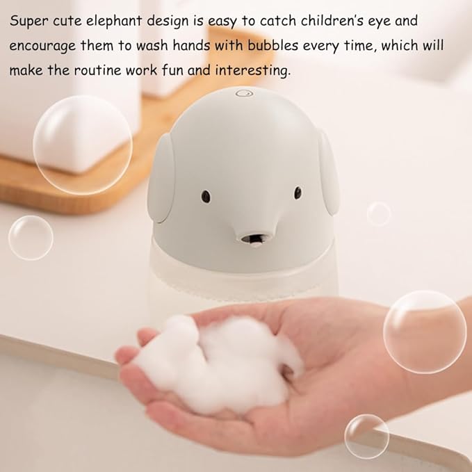 Automatic Soap Dispenser for Kids- Cute Pink Elephant Touchless Foaming Hand Soap Dispenser, Waterproof & USB Rechargeable, 13.5oz/ 400ml for Bathroom Countertop, Kitchen, Preschool Children