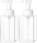 Kzeirm Foaming Soap Dispenser for Bathroom & Kitchen 15 Oz, Refillable Foam Hand Soap Dispenser for Liquid Soap, 2Pcs Foam Pump Bottle with Waterproof Labels, Clear