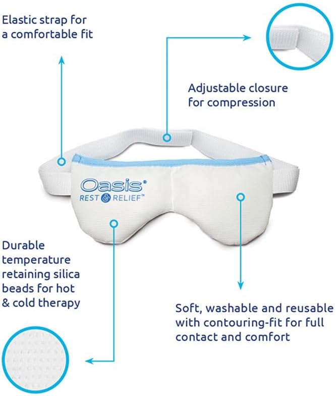 OM8000 - Oasis Rest & Relief™ Hot and Cold Therapy Adjustable Eye Mask | Soothing Relief | Compress for Dry Eyes