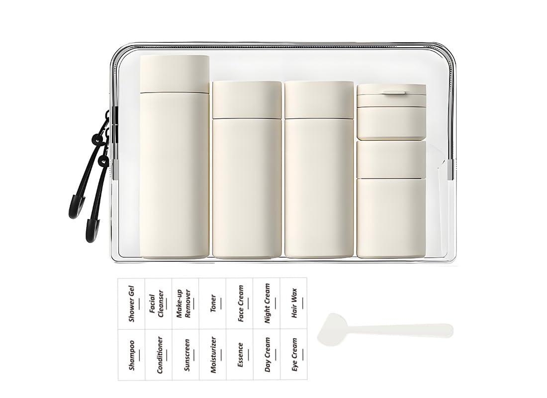 Sprigold 5 Pack Brief and Fashion Travel Bottles TSA Approved, BPA Free Travel Size Travel Containers Refillable Squeeze Bottles for Cosmetic Shampoo Cream Conditioner Lotion Soap… (Nordic mint green)
