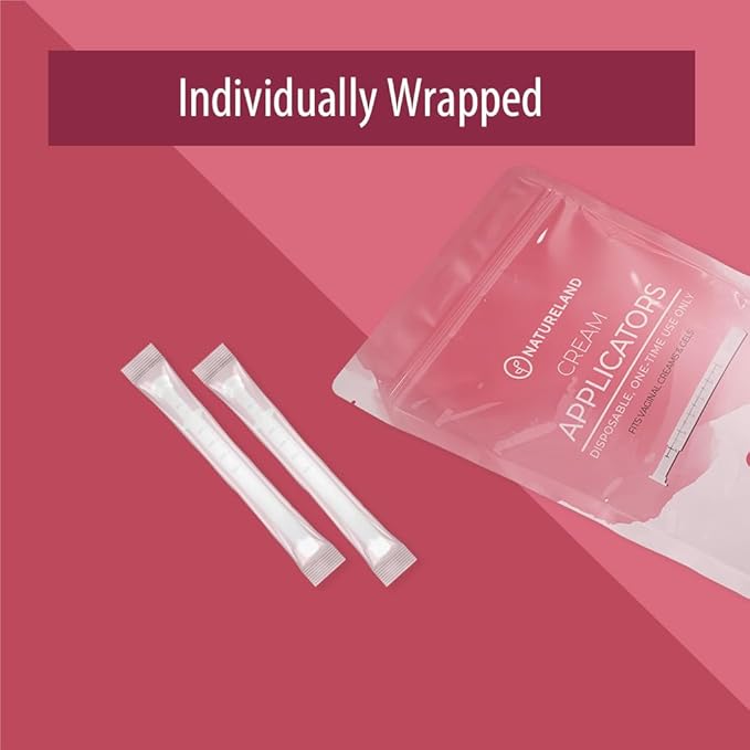 Natureland Personal Applicators for Gels and Creams, Individually Wrapped Disposable Applicators with Smooth Comfort Tip, Daily Intimate Wellness Tool [40 Pack]