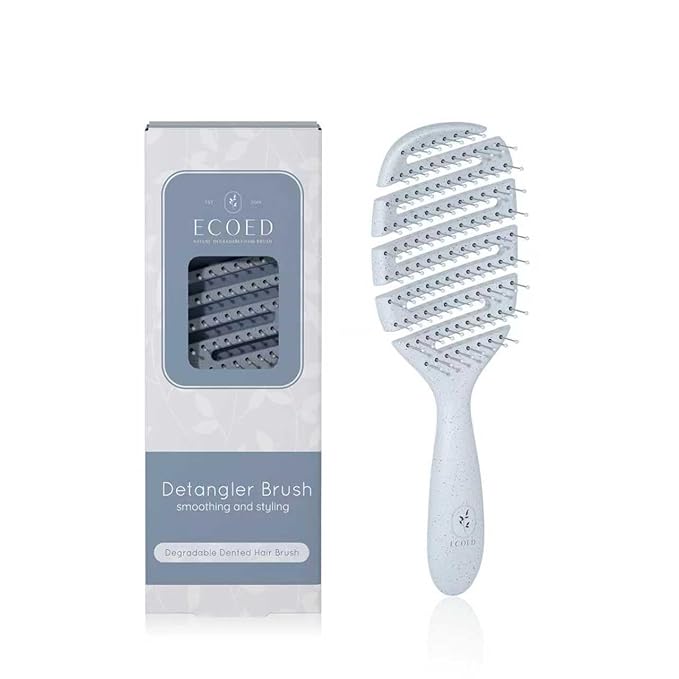 Ecoed Hair brush, Vented Detangling Brush, Quickly Detangles and Smooths hair for Curly, Thick, and Straight Hair, Hair Brush for Women and Men, Blue, Eco Friendly, Sustainable Material