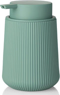 YAUKPH Striped Liquid Hand Soap Dispenser with Leak-Proof Pump for Bathroom and Kitchen Countertop 11oz Sage Green