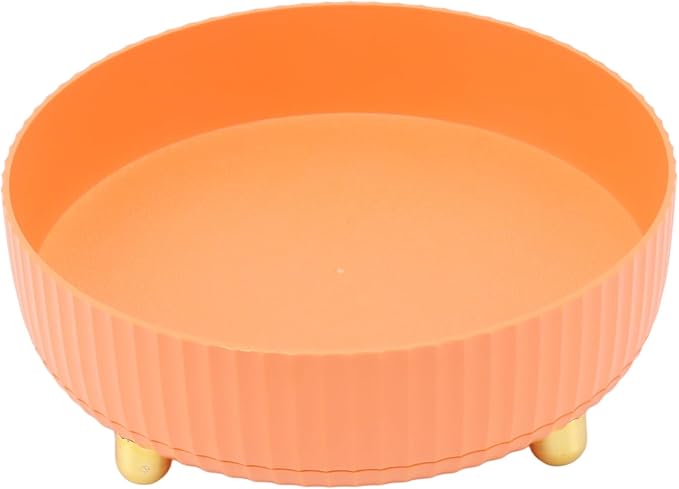 Fydun Rotating Plate, 360 Degree Storage Rack Organizer Round Cosmetic Shelf Basket Turntable for Kitchen Cabinet Pantry Small White Lazy Susans Refrigerator (Orange)