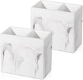 Diatomite Toothbrush Holder 2 Slots Tooth Brush Holder for Bathroom, Kids Electric Toothbrush and Toothpaste Organizer for Countertop, Shower, Vanity, 2 Pack, Marble White